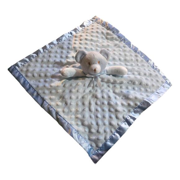 Lovey Baby Blue Teddy Bear Security Blanket Satin Back Unisex Soft Tags Missing - Picture 2 of 4